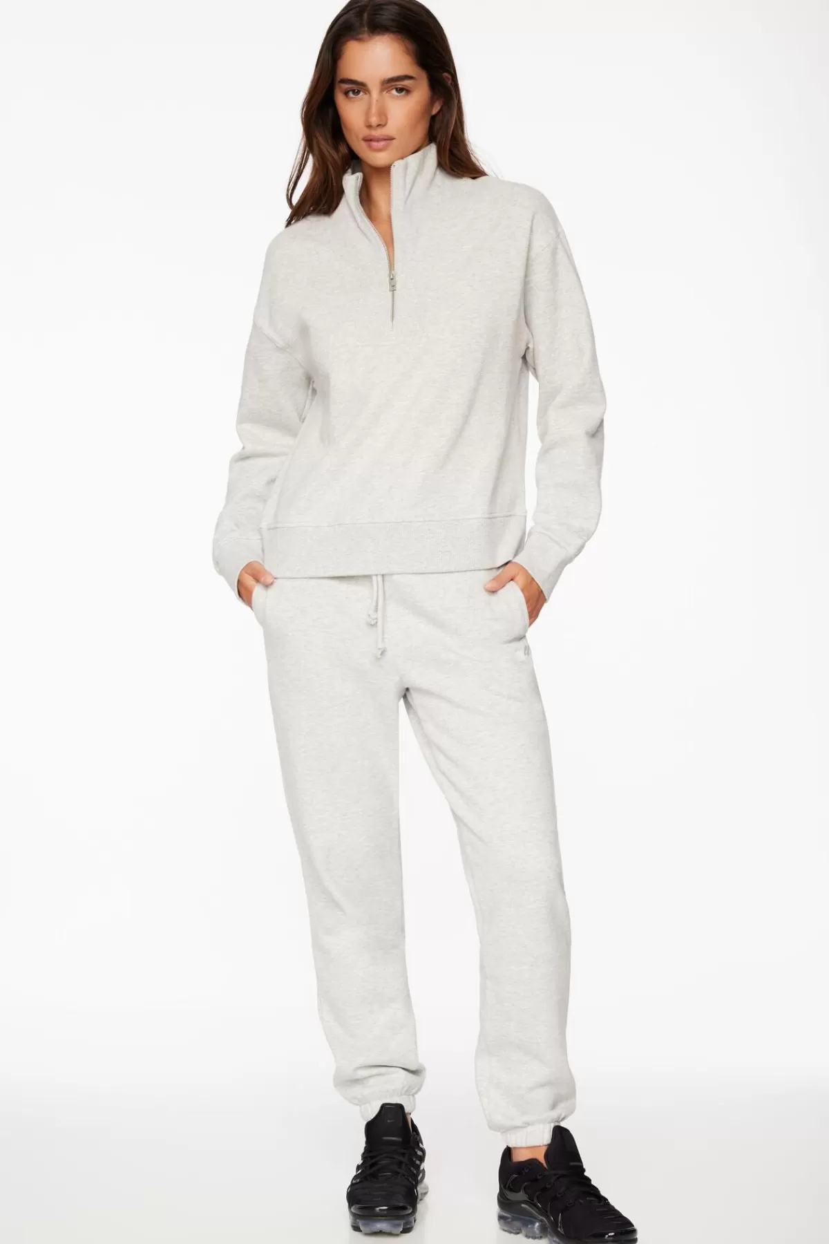 Dynamite Half Zip Sweatshirt Gray Outlet