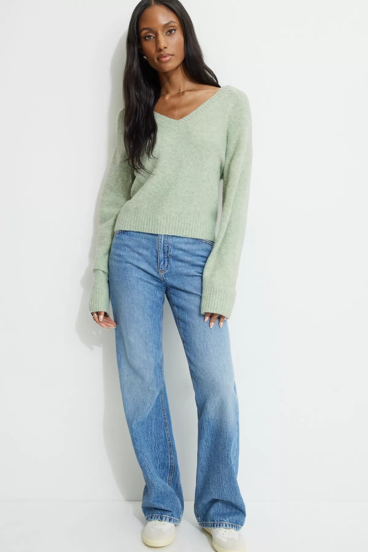 Dynamite Heavenlyarn™ V-Neck Sweater Green Store