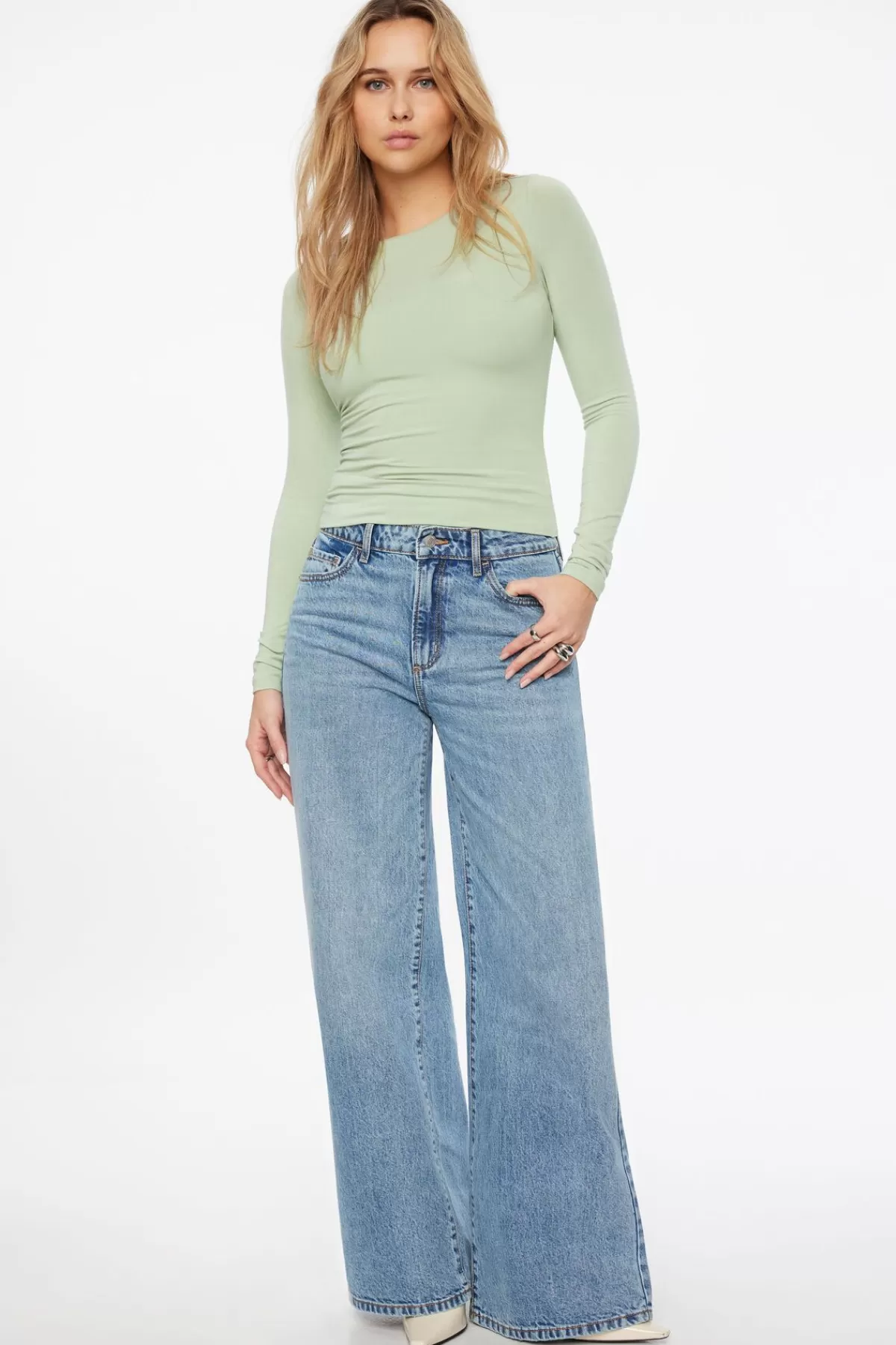 Dynamite Kyla Jersey Long Sleeve T Shirt Green Shop