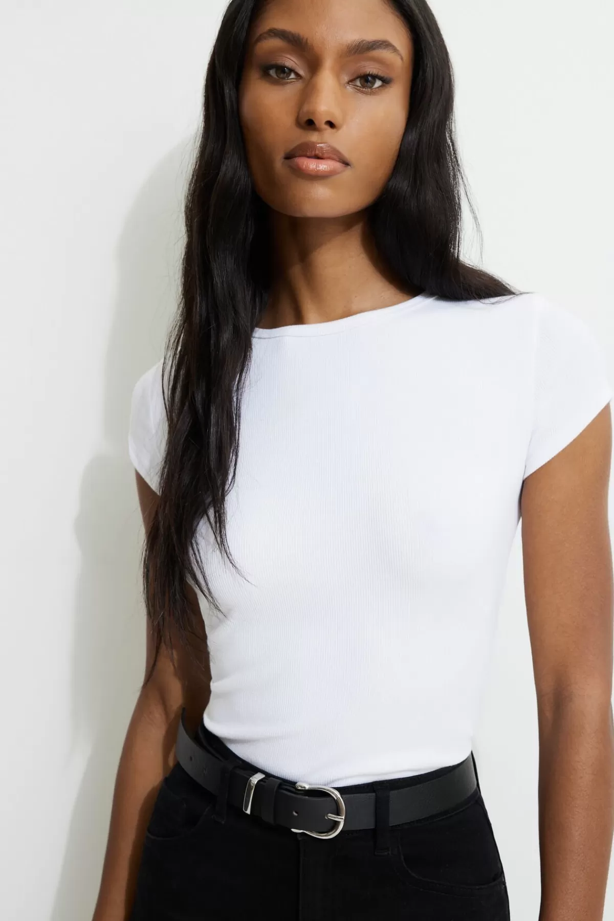 Dynamite Olive Ribbed Hip T Shirt White Outlet