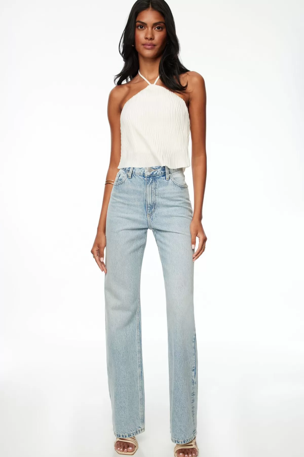 Dynamite Open-Back Halter Top White Flash Sale