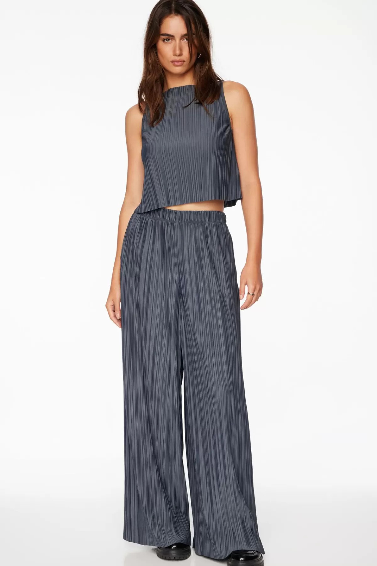 Dynamite Plissé Knit Wide Leg Pants Blue Best