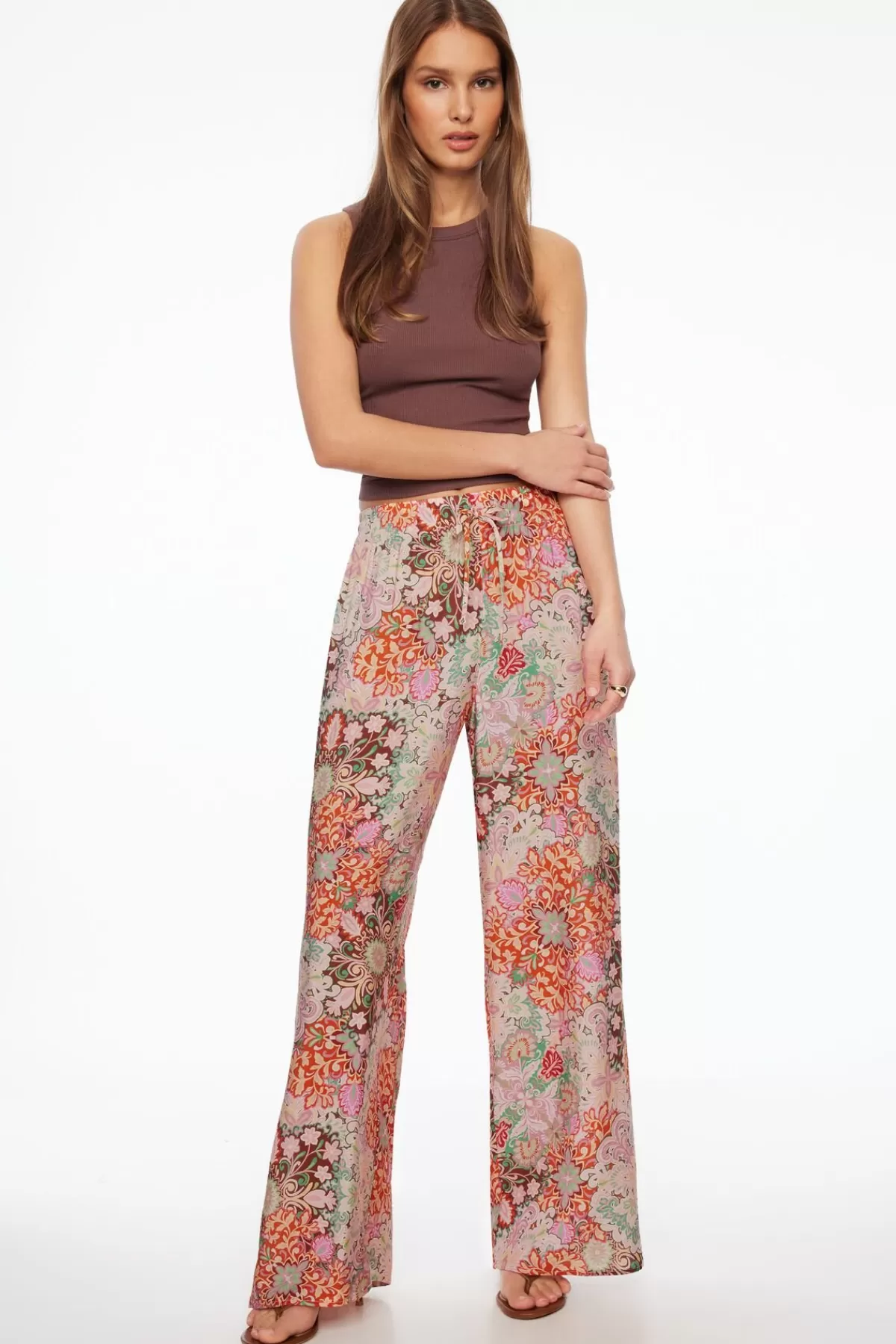 Dynamite Rafaelle Wide Leg Pants Brown Cheap