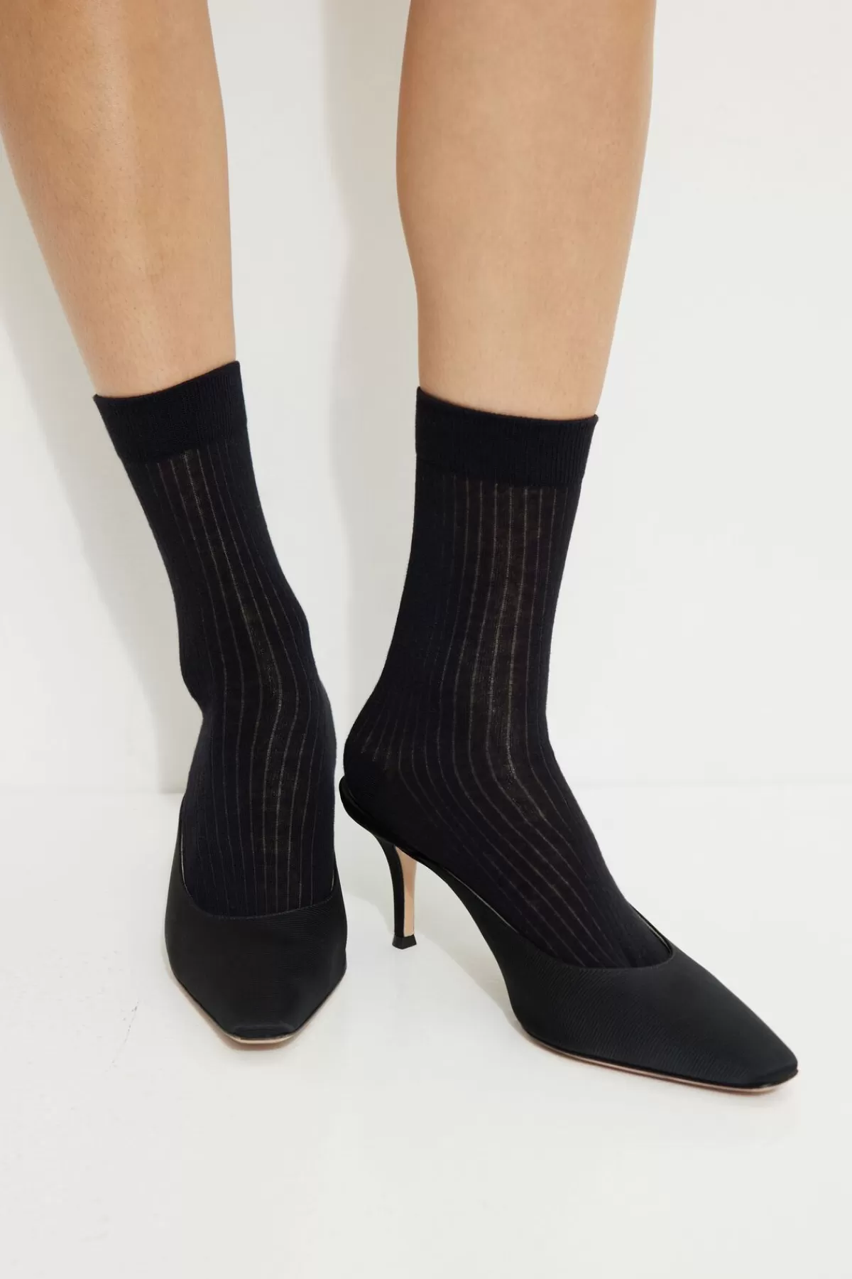 Dynamite Semi Sheer Crew Socks Black Online